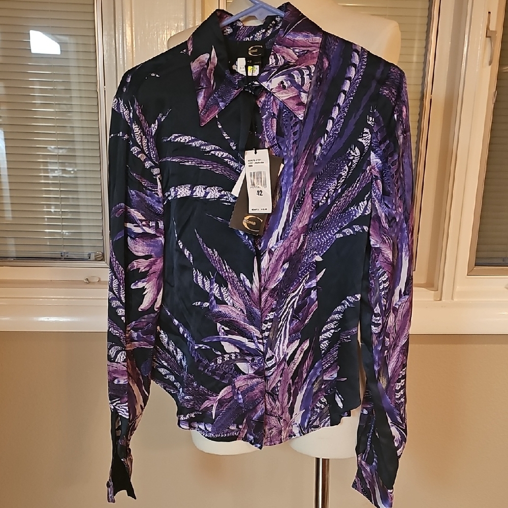 Stylish Purple Feather Pattern Men's Shirt